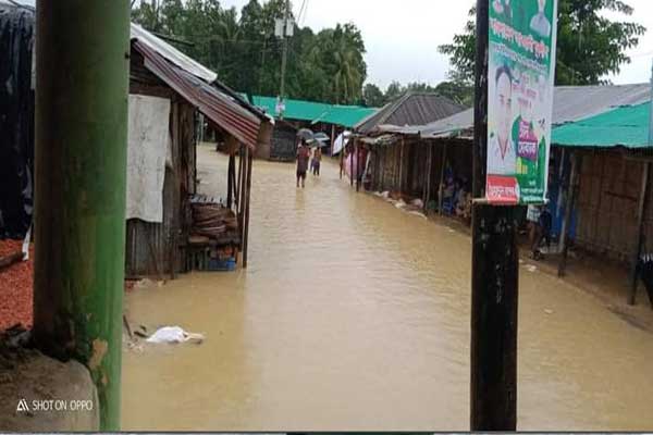 টানা বর্ষণ ও পাহাড়ী ঢলে ফের প্লাবিত ঘুমধুমের তুমব্রু