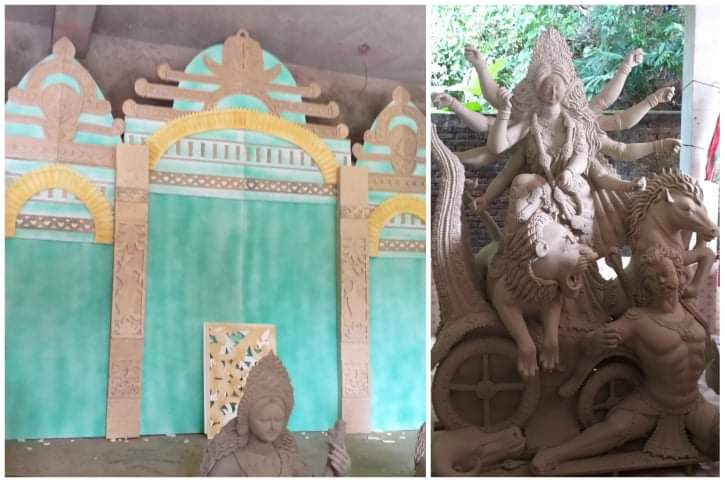 কাপ্তাইয়ে মণ্ডপে মণ্ডপে চলছে শেষ মুহূর্তের সাজসজ্জা